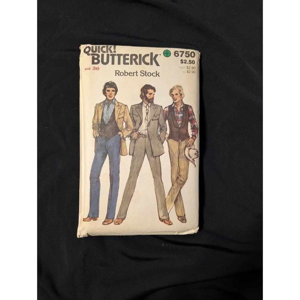VTG Robert Stock Butterick 6750 Men's Suit Sewing Pattern Size 36 New Uncut